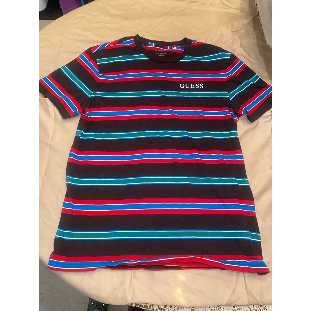 GUESS Los Angeles Men’s Striped T‑Shirt  Size L, Retro 90s Grunge Style